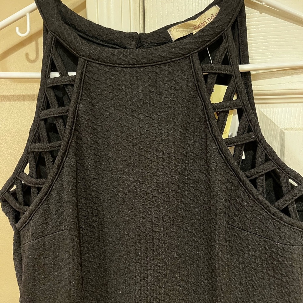 Rewind black cutout sleeveless dress